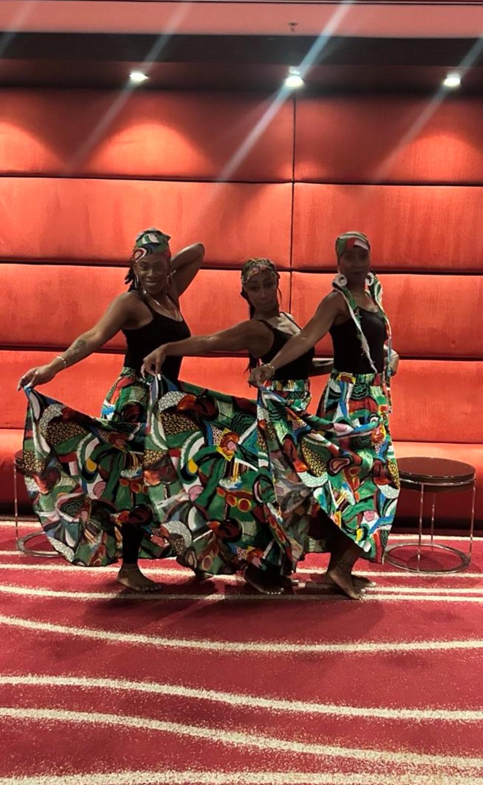 AFCA dancers showcasing traditional dresses